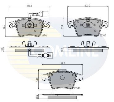 Комплект тормозных колодок, дисковый механизм COMLINE CBP11312