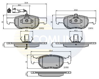 Комплект тормозных колодок, дисковый механизм COMLINE CBP1479