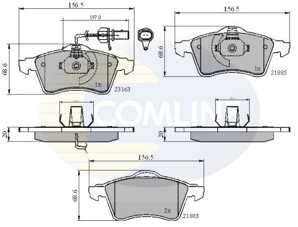 Комплект тормозных колодок, дисковый механизм COMLINE CBP1852