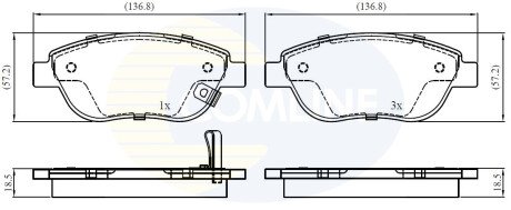 Комплект тормозных колодок, дисковый механизм COMLINE CBP31038