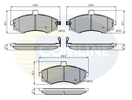 Комплект тормозных колодок, дисковый механизм COMLINE CBP31176