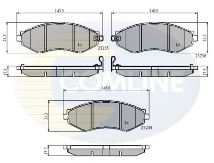 Комплект тормозных колодок, дисковый механизм COMLINE CBP31188