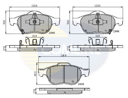 Комплект тормозных колодок, дисковый механизм COMLINE CBP31249