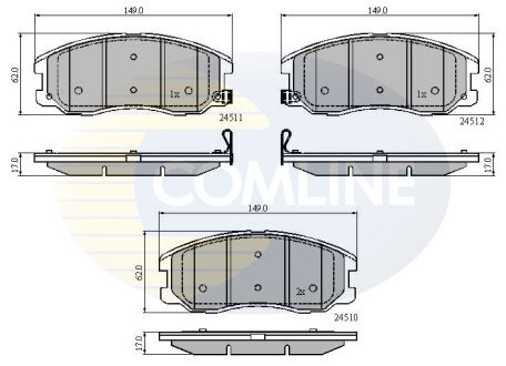 Комплект тормозных колодок, дисковый механизм COMLINE CBP31582