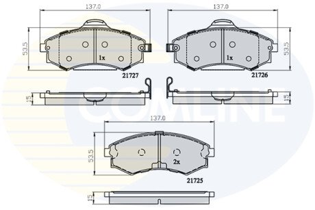 Комплект тормозных колодок, дисковый механизм COMLINE CBP31741