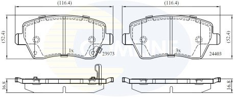 Комплект тормозных колодок, дисковый механизм COMLINE CBP32008