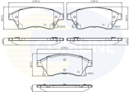 Комплект тормозных колодок, дисковый механизм COMLINE CBP32038