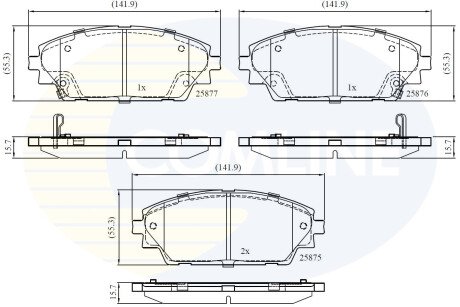 Комплект тормозных колодок, дисковый механизм COMLINE CBP32242