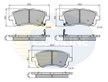 Комплект тормозных колодок, дисковый механизм COMLINE CBP3722