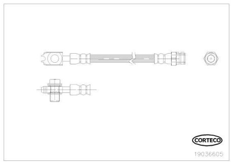 Шланг гальмівний GIĘTKI VW TL Тормозной шланг CORTECO 19036605