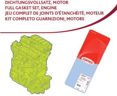 Повний комплект прокладок, двигун TOYOTA 1,6 16V 4A-FE 04.1992 - 01.1996 CORTECO 437168P