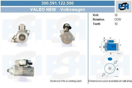 Стартер Volkswagen 1.8 kw TS18ER22 CV PSH 300.591.122.500