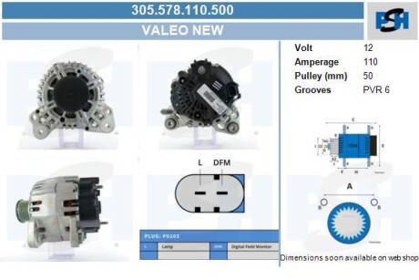 Генератор Volkswagen 110A CV PSH 305.578.110.500