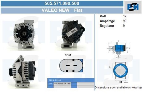 Генератор Fiat 90A TG9S100 CV PSH 505.571.090.500