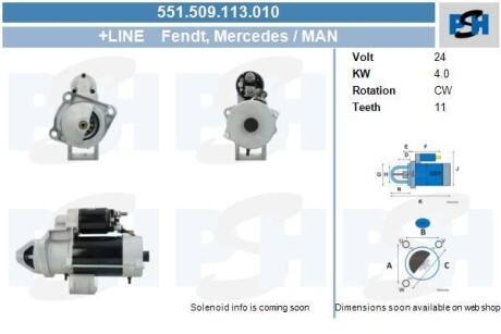 Стартер Mercedes 4.0 kw CV PSH 551.509.113.010