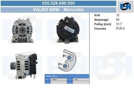 Генератор Mercedes 90A SG9B038 CV PSH 555.528.090.500