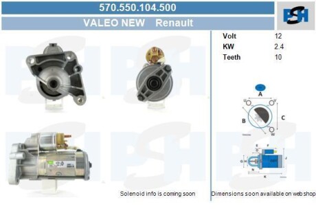 Стартер Renault 2.4 kw D8R1 CV PSH 570.550.104.500 (фото 1)