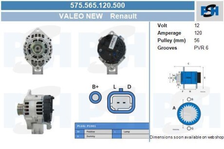 Генератор Renault 120A SG10B035 CV PSH 575.565.120.500