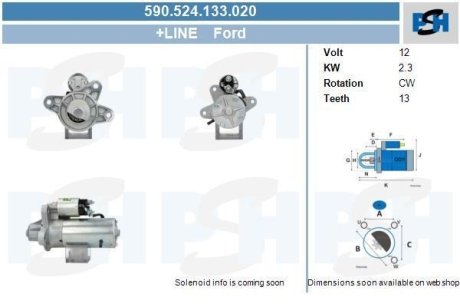 Стартер Ford Transit 2.5D/TD 97- CV PSH 590524133020