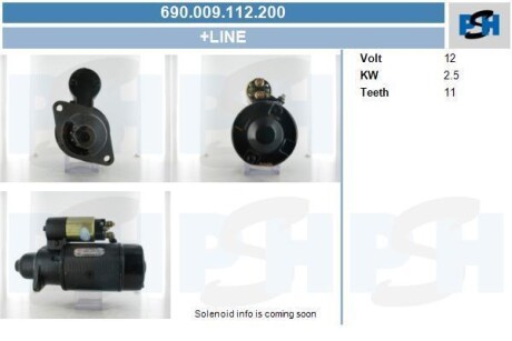 Стартер Jiangcai 2.5 kw CV PSH 690.009.112.200 (фото 1)