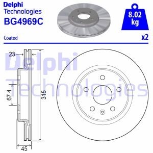 Тормозной диск Delphi BG4969C