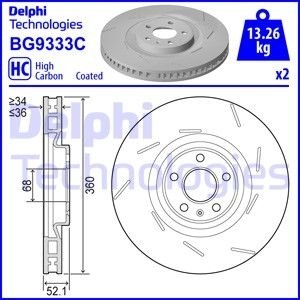 Диск гальмівнийPRZOD LEWA Delphi BG9333C