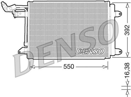 A/C condenser (with dryer) fits: AUDI A3, TT, NISSAN INTERSTAR, SEAT ALTEA, ALTEA XL, IBIZA IV, IBIZA IV SC, LEON, TOLEDO III, SKODA OCTAVIA I, OCTAVIA II, SUPERB II, YETI 1.0-Electric 09.96- DENSO DCN32002
