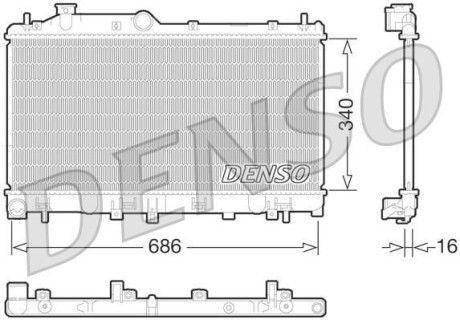 Радіатор, охолодження двигуна DENSO DRM36013