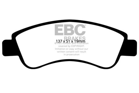 Гальмівні колодки - тюнінг Yellow Stuff, дозвіл, передн DS DS 3, CITROEN BERLINGO/MINIVAN, C2, C3 / C3 ORIGIN III, C3 AIRCROSS II, C3 I, C3 II, C3 PICASSO, C3 PLURIEL, C4 1.0-2.0D 04.97- EBC DP41374R