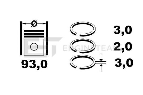 Комплект поршневых колец ET ENGINETEAM R1001300 (фото 1)