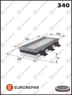 Фільтр повітряний Renault Kangoo 1.9D (на клямках) EUROREPAR E147026