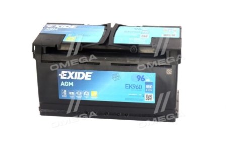 Аккумулятор автомобильный AGM Start-Stop 12V/96Ah/850 (R+) EXIDE EK960 (фото 1)