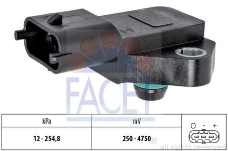 Датчик, давление во впускном газопроводе FACET 10.3022