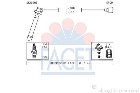 Комплект проводов зажигания FACET 4.7013