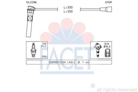 Комплект проводов зажигания FACET 4.9889 (фото 1)