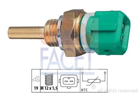 Датчик, температура охлаждающей жидкости FACET 73149