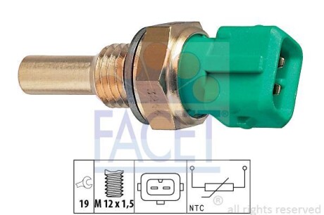 Датчик температури рідини охолодження. Датчик, температура охлаждающей жидкости. Датчик, температура охлаждающей жидкости FACET 73244 (фото 1)