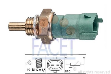 Датчик, температура охлаждающей жидкости FACET 7.3364