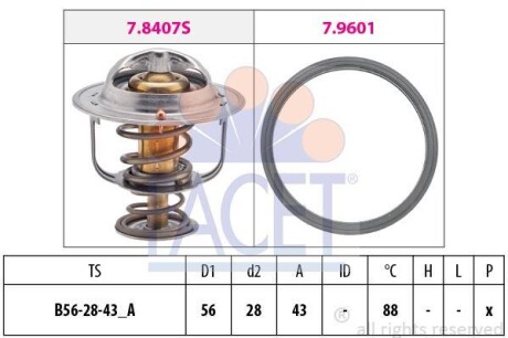 Термостат Mitsubishi Lancer 1.6 (03-08) (7.8408) FACET 7.8408/ (фото 1)