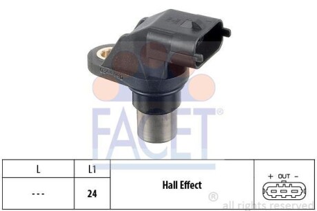 Датчик оборотов коленвала Fiat Punto 1.2 bifuel (07-12) (9.0344) FACET 90344 (фото 1)