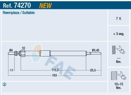 Свічка накалу FAE 74270