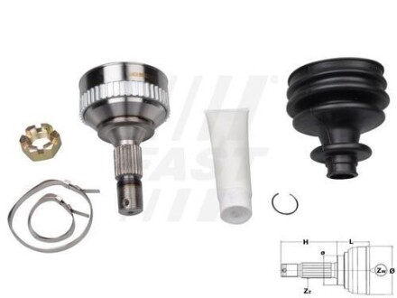 ШРКШ зовн. 25z/34z/58,5mm ABS:48 Citroen Berlingo, C3 Picasso, C4 II, DS4, Xsara Picasso Peugeot 207, 3008, 308, 1.4-2.0D 12.99- FAST FT25088K