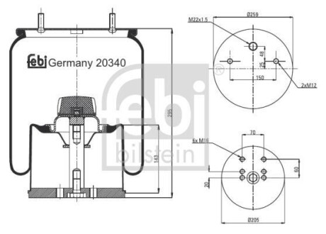 Кожух пневматической рессоры FEBI BILSTEIN 20340