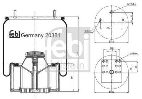 Кожух пневматической рессоры FEBI BILSTEIN 20381