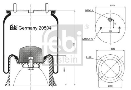 Кожух пневматической рессоры FEBI BILSTEIN 20504