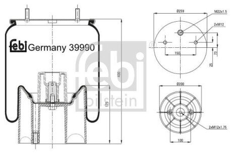 Кожух пневматической рессоры FEBI BILSTEIN 39990