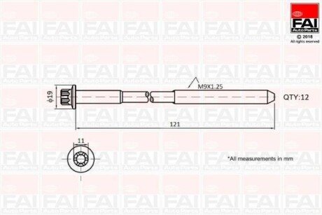 Гвинт ГБЦ к-кт OPEL ASTRA 1.4 09-20, INSIGNIA 1.4 11-17, ZAFIRA 1.4 11- CHEVROLET CRUZE 1.4 11- Fischer B1630 (фото 1)