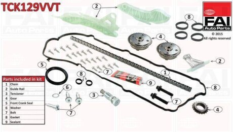 Ланцюг приводу кулачкового валу (набір) FAI AUTOPARTS Fischer TCK129VVT