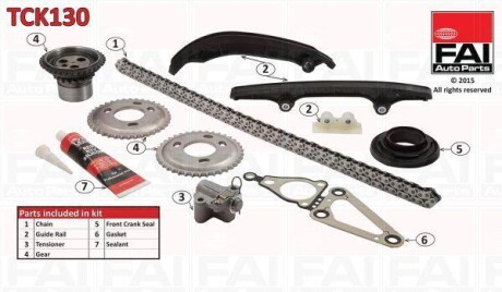 К-кт ланцюга ГРМ (з шестернею) Fiat/Ford/PSA 2.2Hdi/Jtd/Tdci 06- FAI AUTOPARTS Fischer TCK130