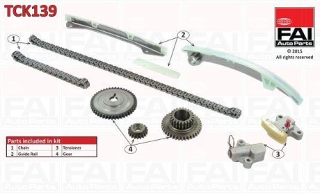 К-кт ланцюга ГРМ Nissan Qashqai (J10E) 2.0 07-/Tiida 1.8 07-/X-Trail 2.0 07- FAI AUTOPARTS Fischer TCK139